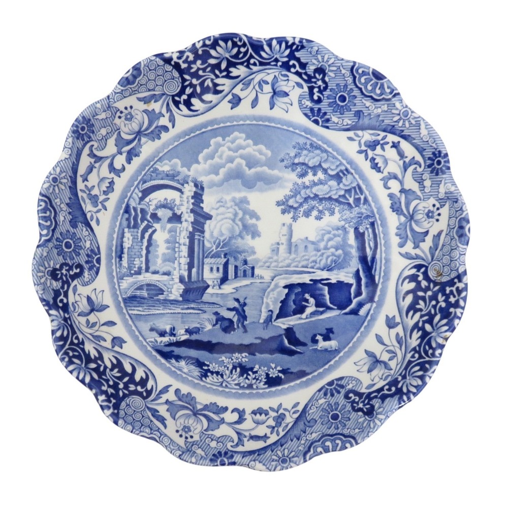Spode Blue Italian Round Fluted Dish 6.5 Inch Scalloped Edge Made in England